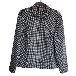 Chico's L Blazer Long Sleeve Black White Plaid Size Chico's